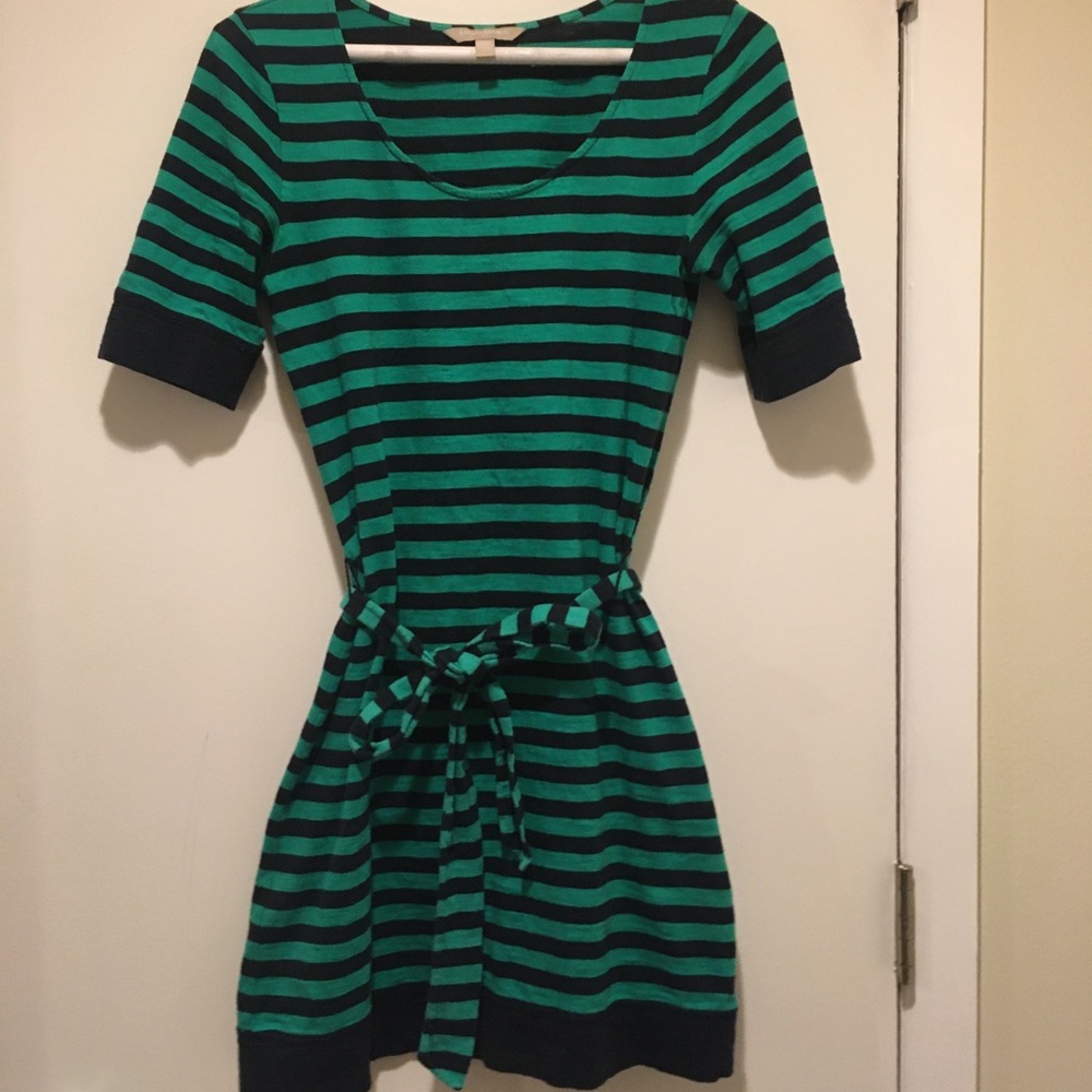 Banana Republic green and navy blue striped dress